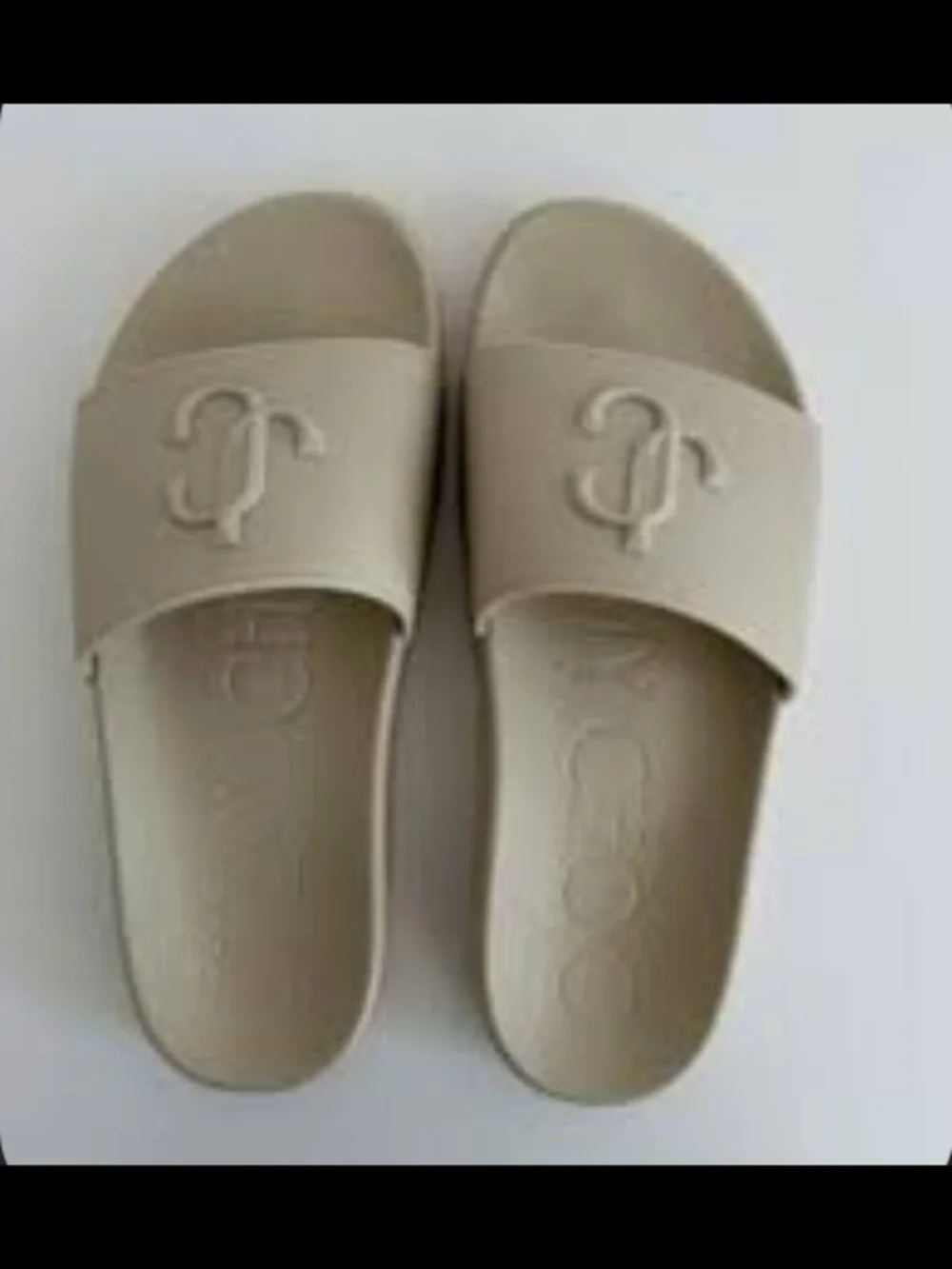 Jimmy Choo White Embossed Logo Slide Sandals Size 7